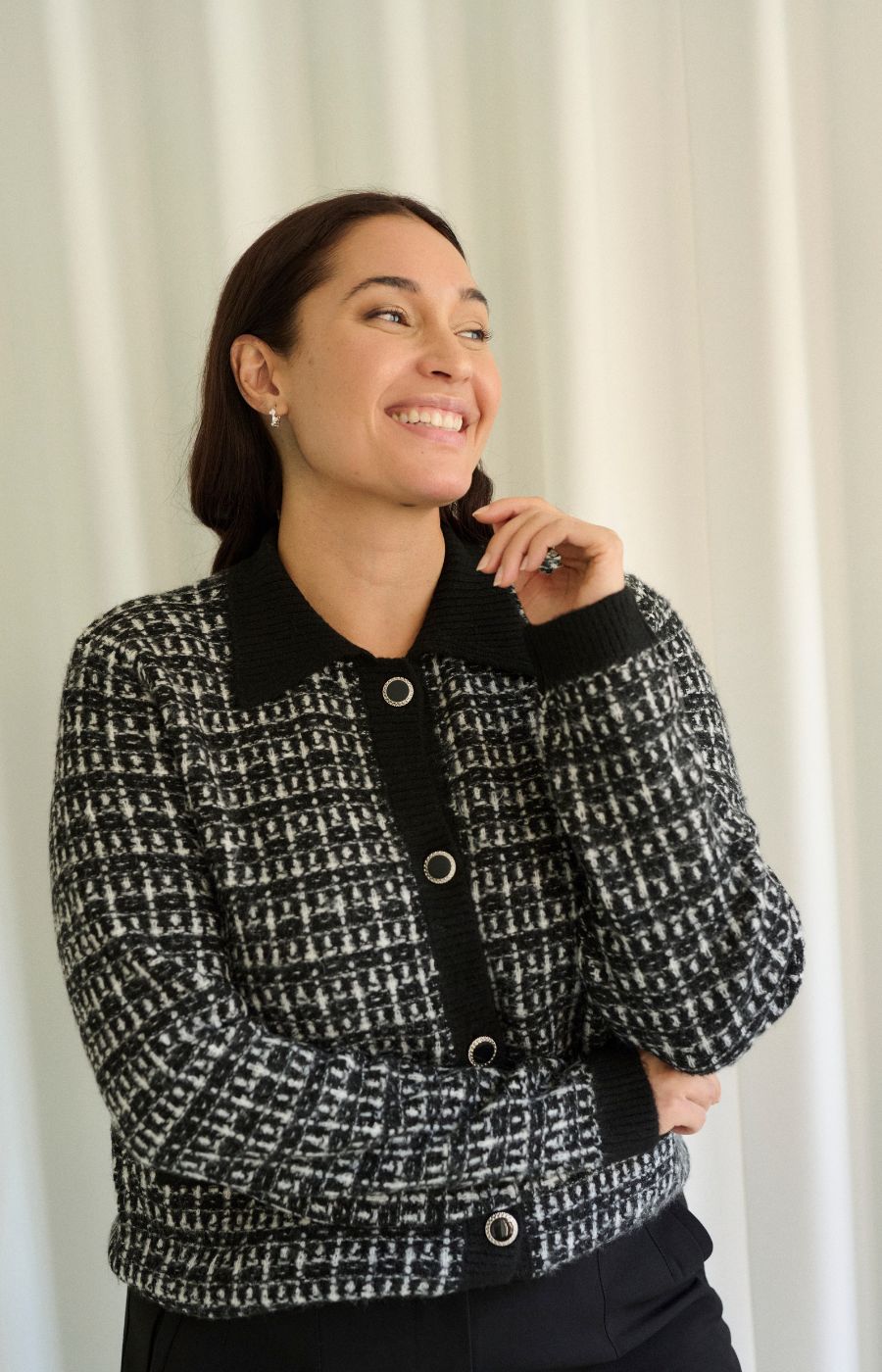 Kaffe Curve Bird Cardigan in Black