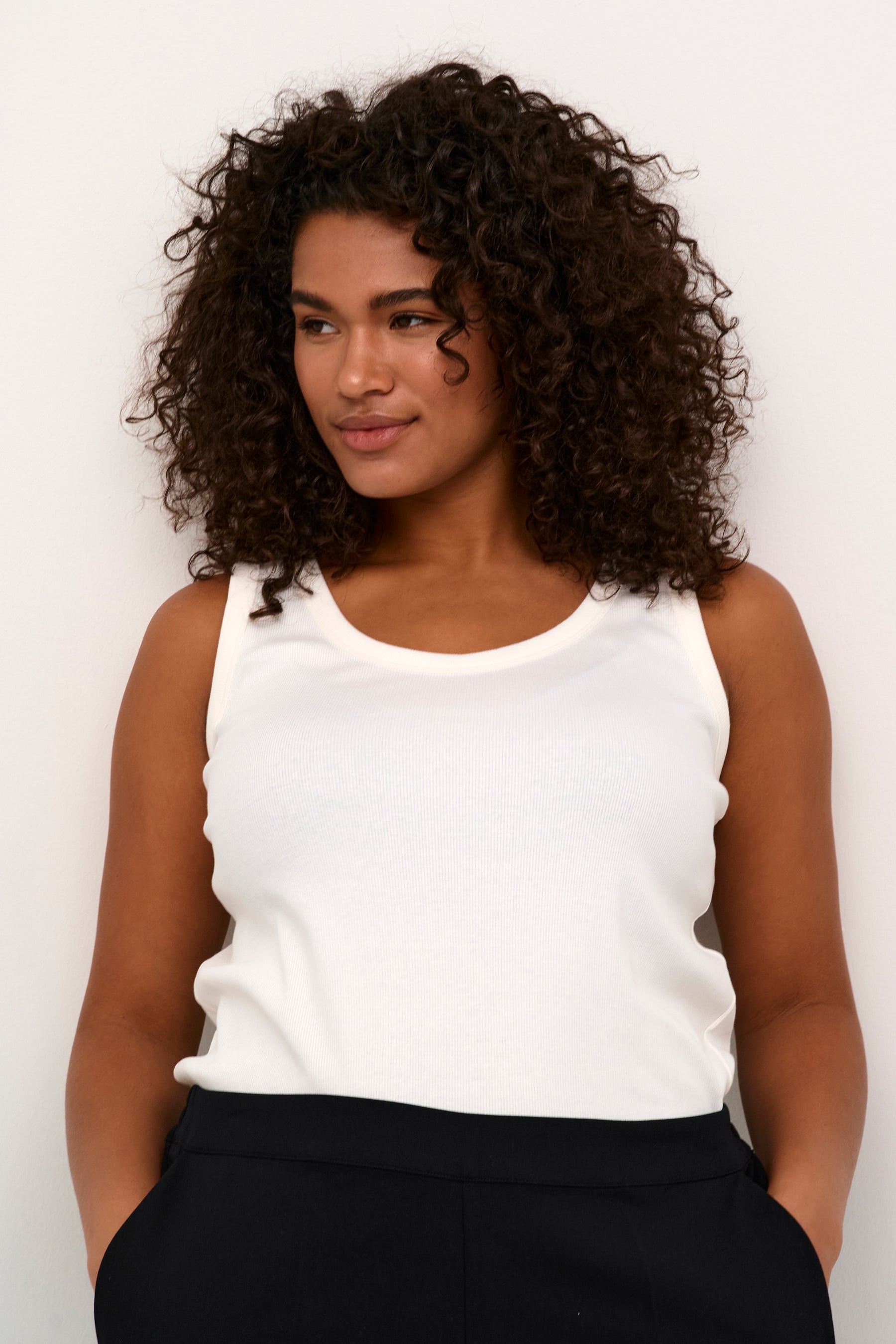 Kaffe Curve Carina Vest Top in White