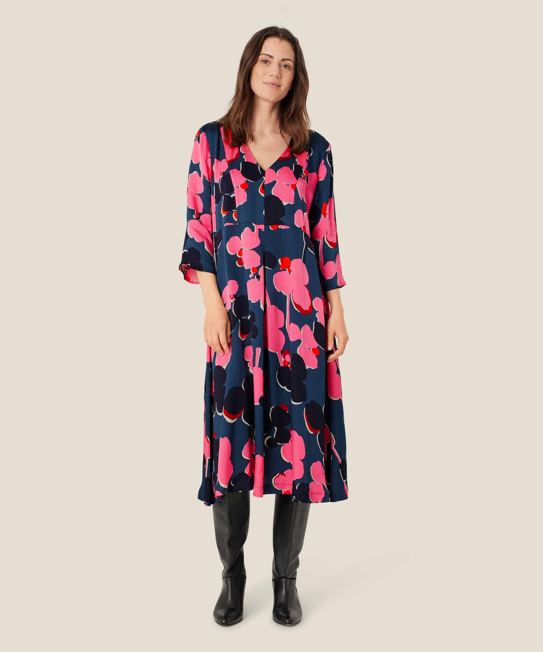 Masai Nathaly Dress in Navy/Pink