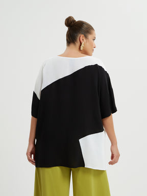 Mat Black and White Blouse