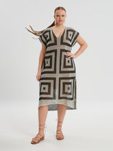 Mat Geo Print Crochet Dress