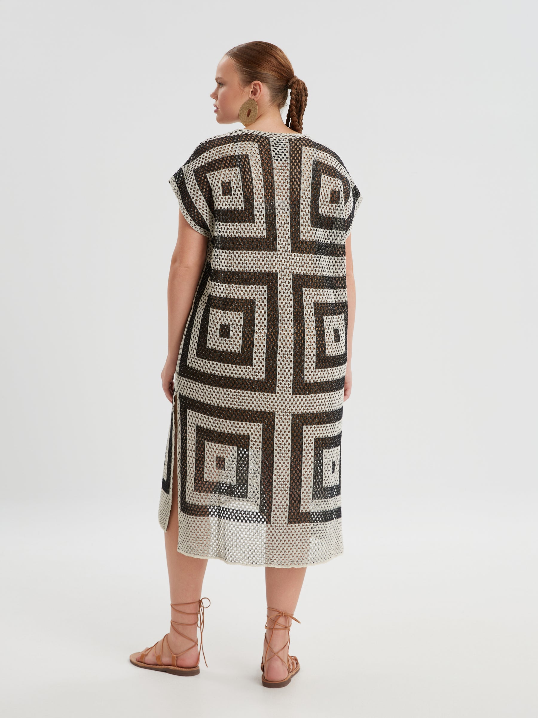 Mat Geo Print Crochet Dress