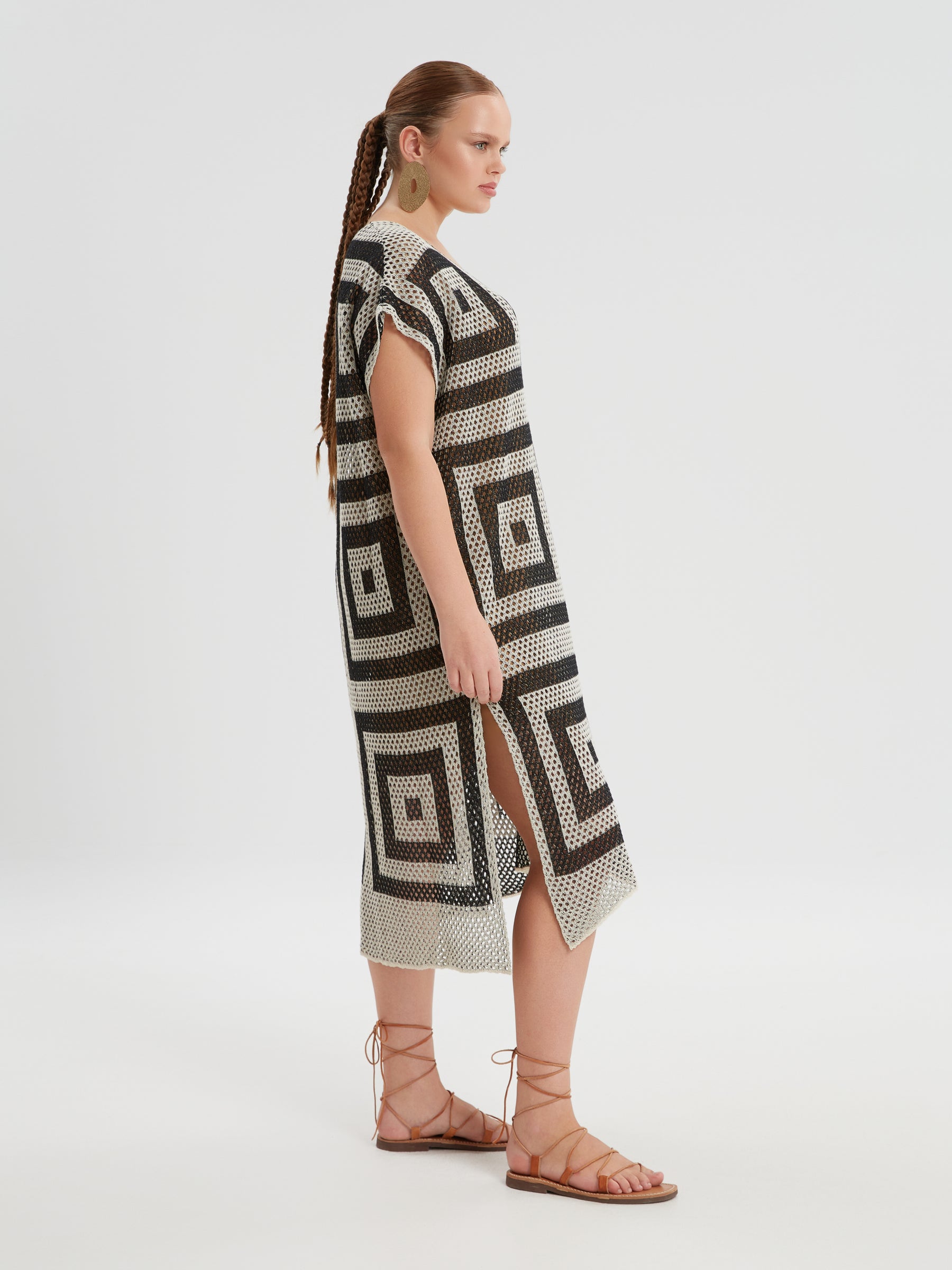 Mat Geo Print Crochet Dress