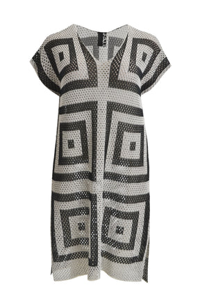 Mat Geo Print Crochet Dress