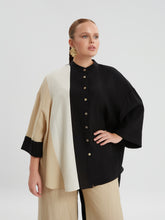 Mat Shirt Black With Beige Stripes