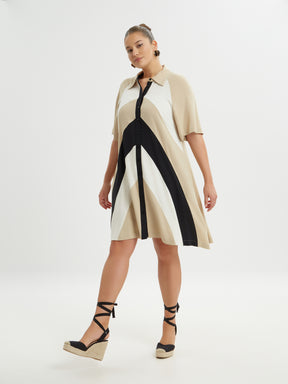 Mat Shirt Dress in Beige