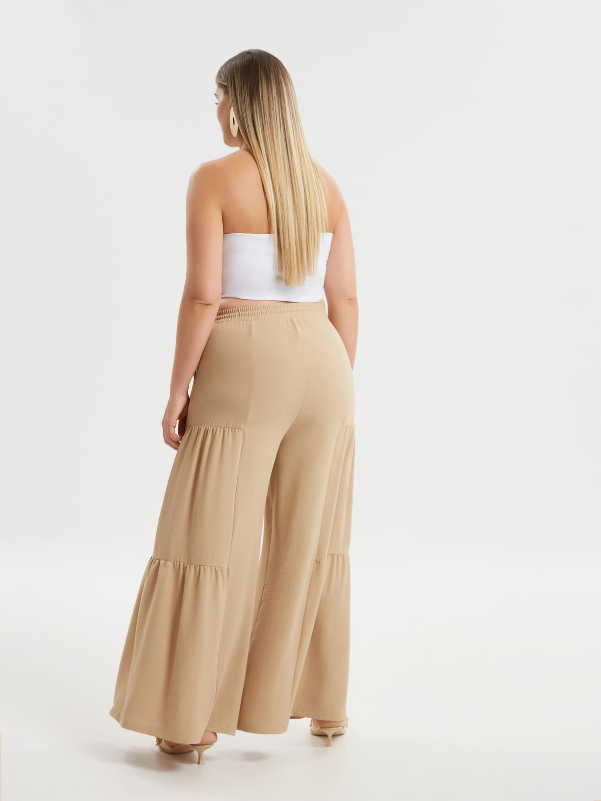 Mat Tiered Trouser in Beige