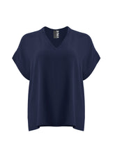 Mat V- Neck Blouse in Navy