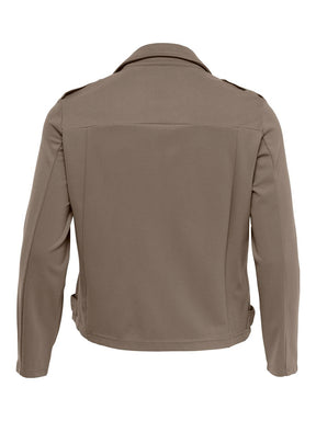 Only Carmakoma Jersey Biker Jacket in Taupe