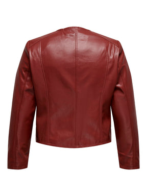 Only Carmakoma Echo Faux Leather Jacket in Red