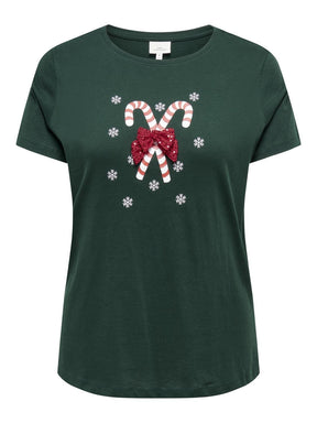 Only Carmakoma Candy Cane Christmas T-shirt