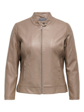 Only Carmakoma Robber Faux Leather Jacket in Walnut