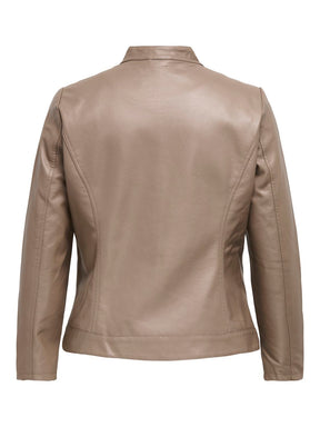 Only Carmakoma Robber Faux Leather Jacket in Walnut