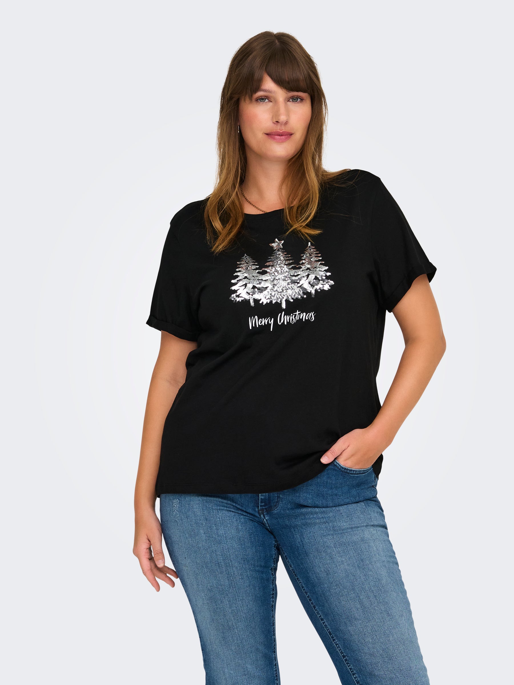 Only Carmakoma Christmas Silver Tree T-shirt