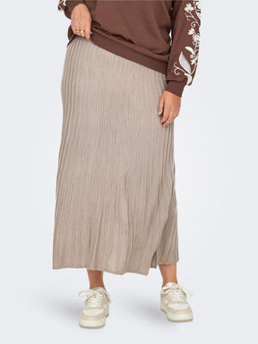 Only Carmakoma Tess Knit Midi Skirt in Beige