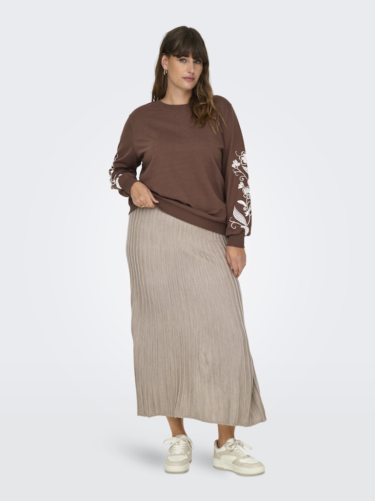 Only Carmakoma Tess Knit Midi Skirt in Beige