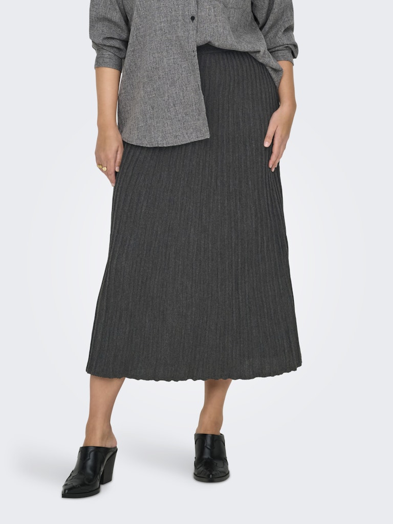 Only Carmakoma Tess Knit Midi Skirt in Grey