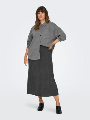 Only Carmakoma Tess Knit Midi Skirt in Grey