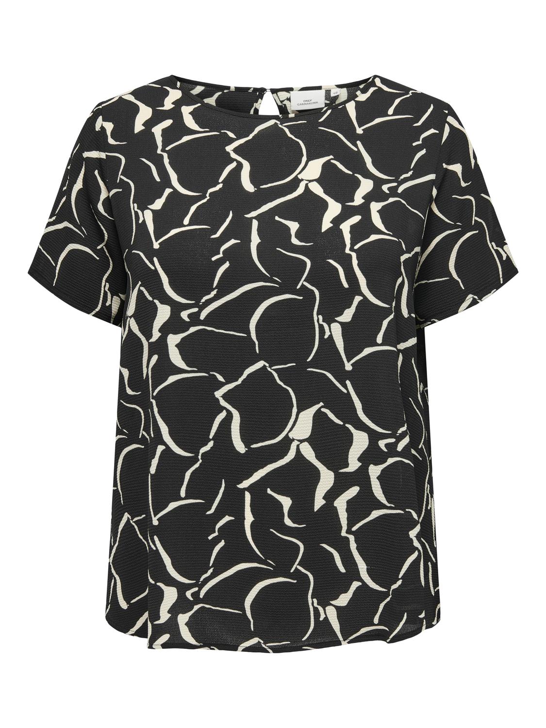 Only Carmakoma Vica Blouse in Abstract Black