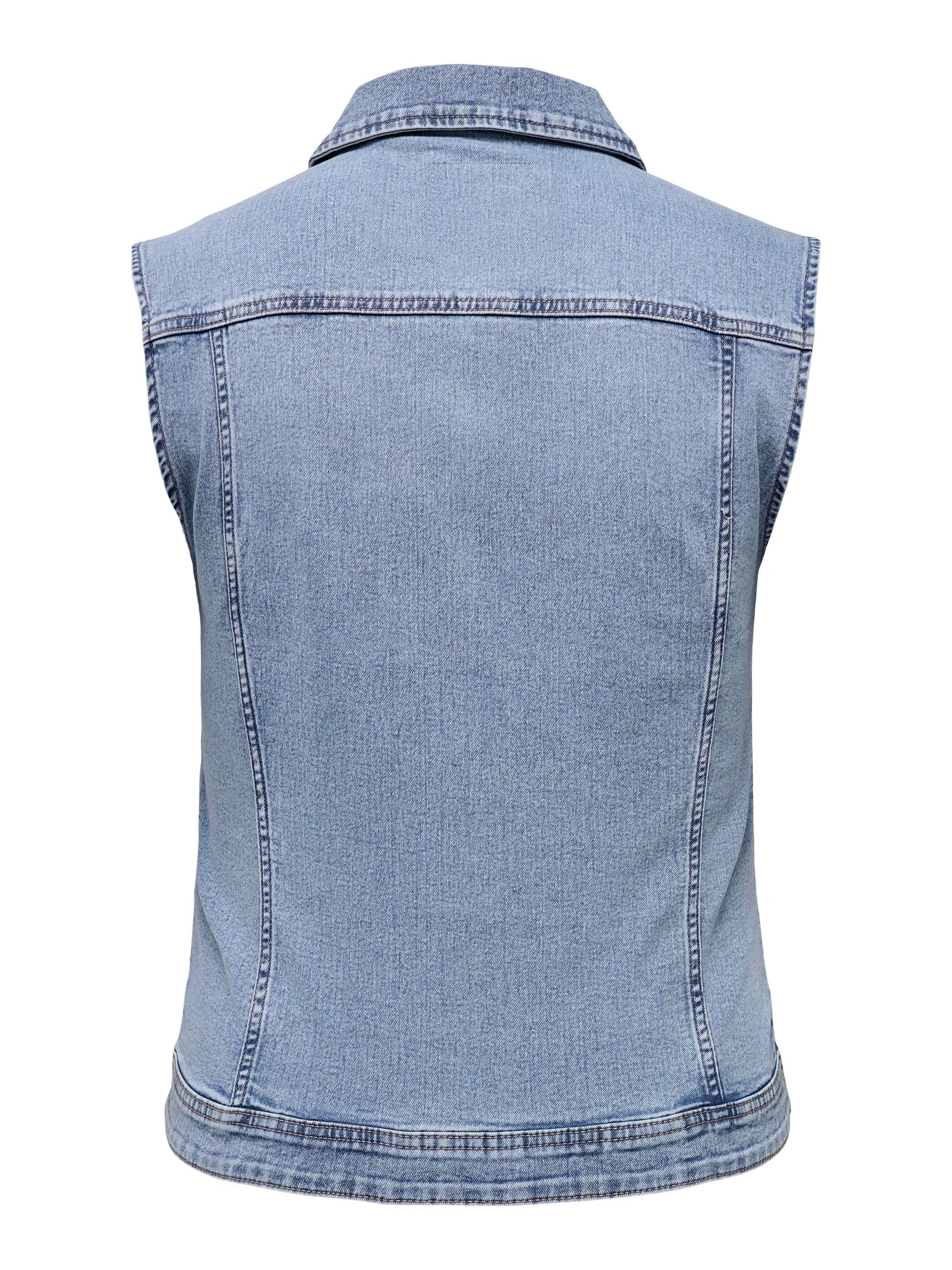 Only Carmakoma Sleeveless Denim Jacket in Pale Blue