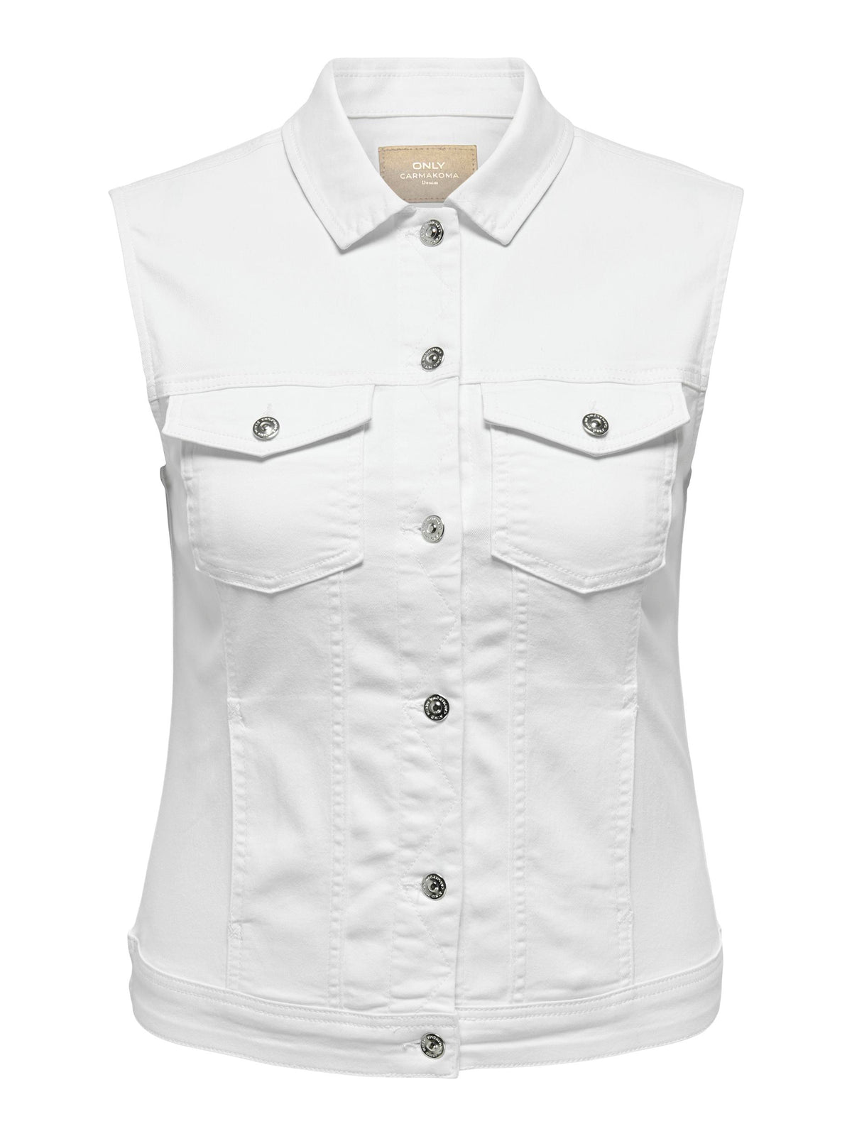 Only Carmakoma Sleeveless Denim Jacket in White