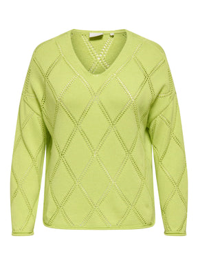 Only Carmakoma Taylor Knit Jumper in Lime