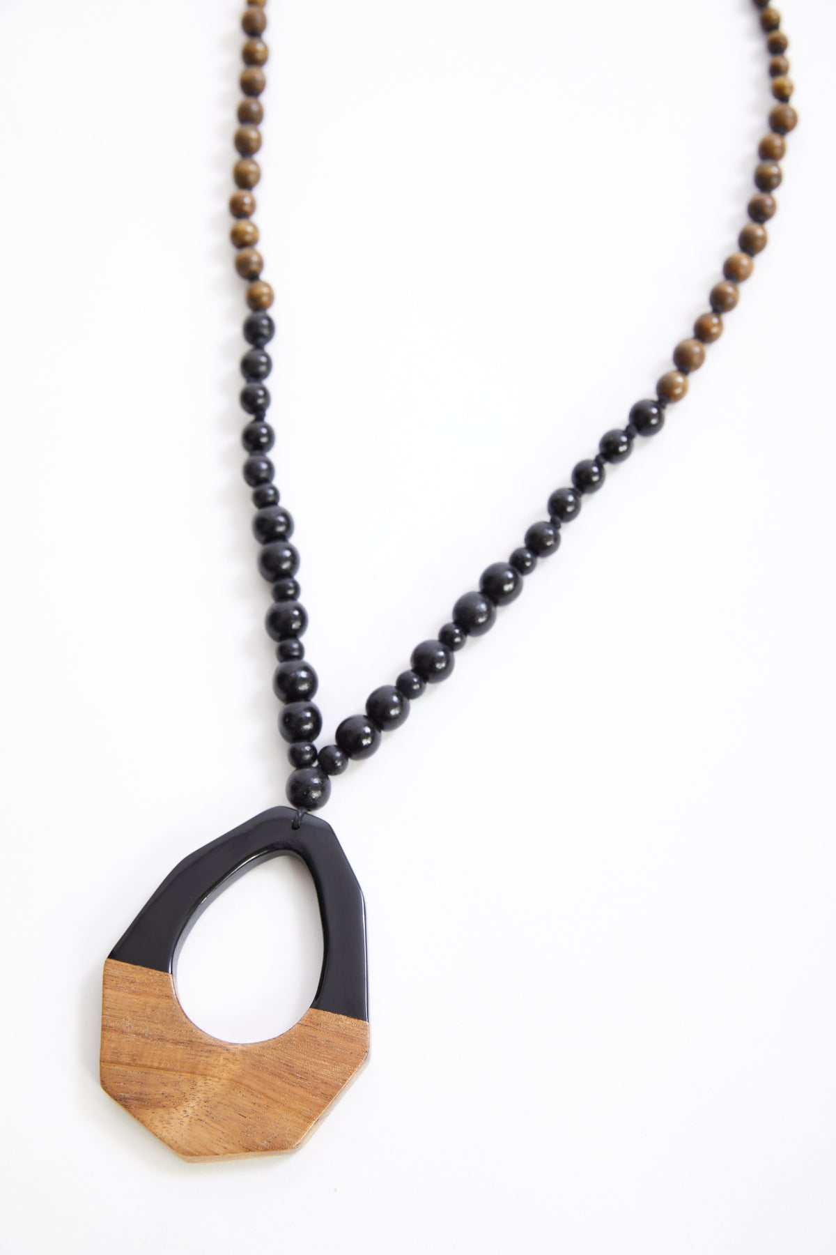 Ora Wooden Bead 2 Tone Necklace