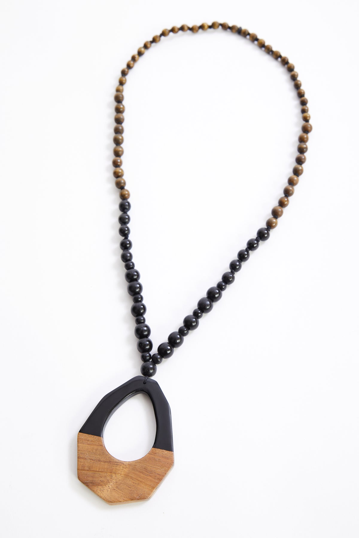 Ora Wooden Bead 2 Tone Necklace