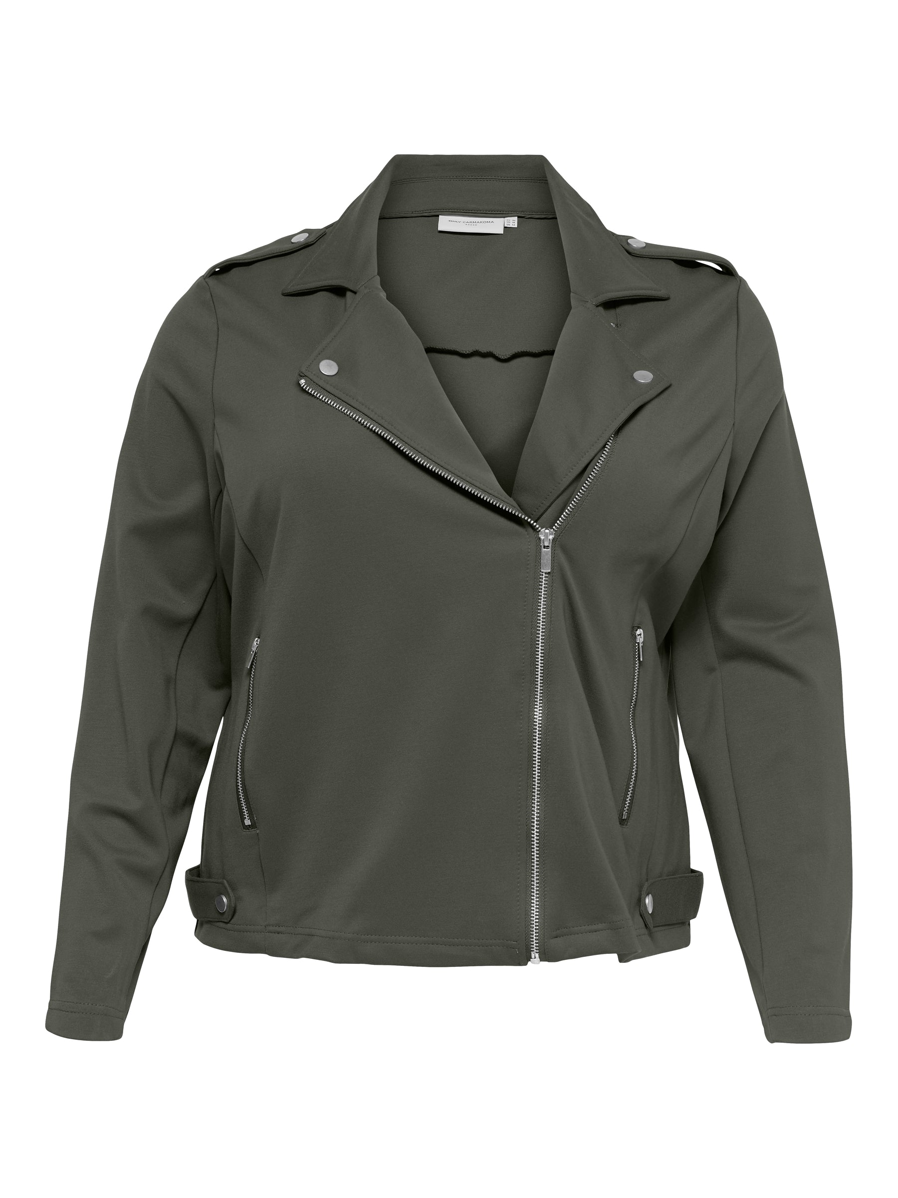 Only Carmakoma Jersey Biker Jacket in Khaki