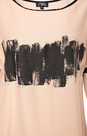 Ora Brushstroke Top in Beige