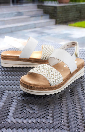 Remonte Woven Strap Sandal in White