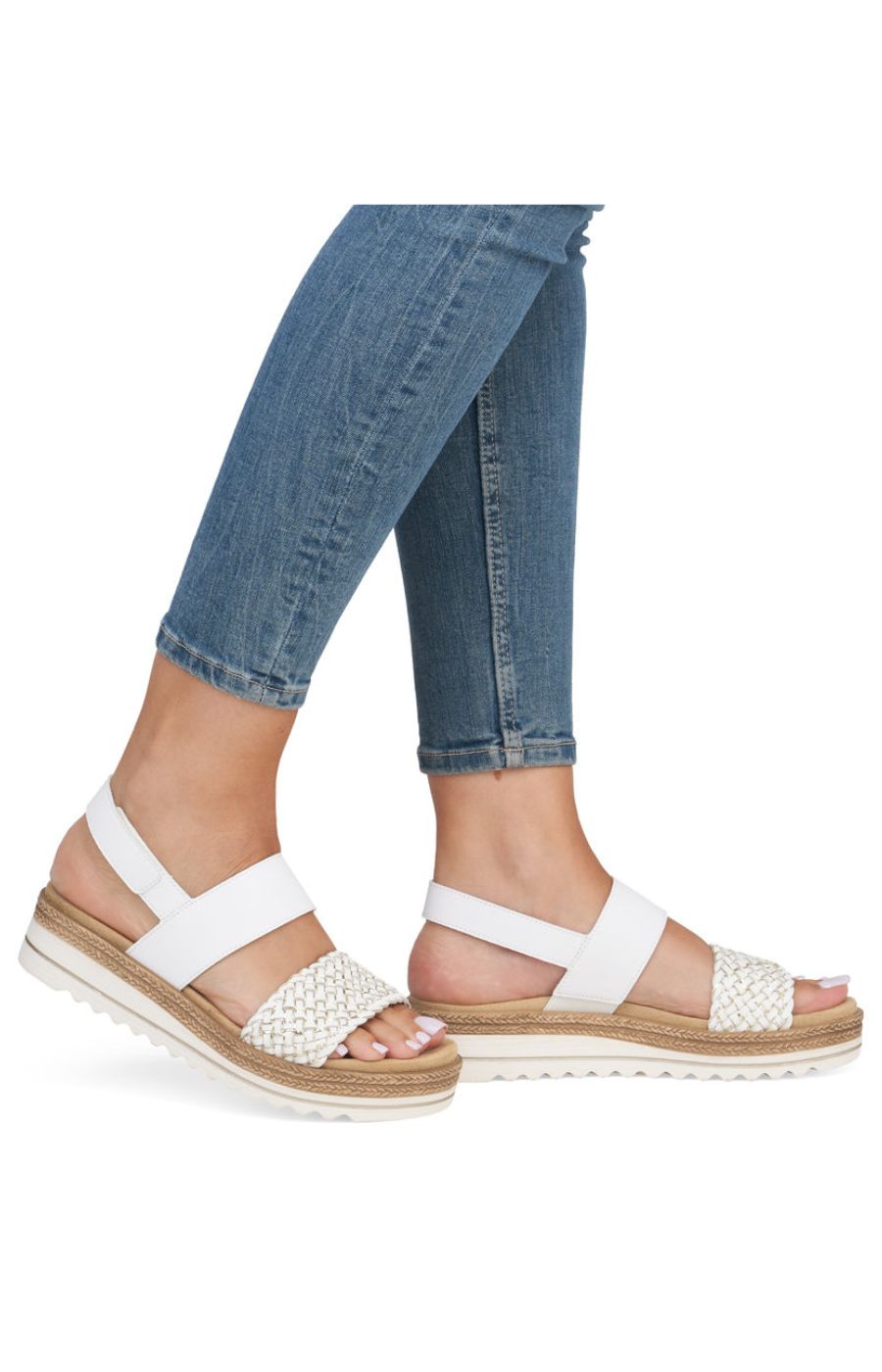 Remonte Woven Strap Sandal in White