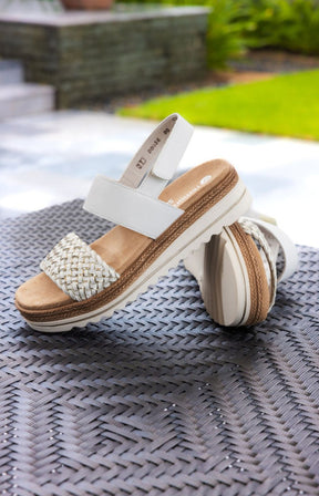 Remonte Woven Strap Sandal in White