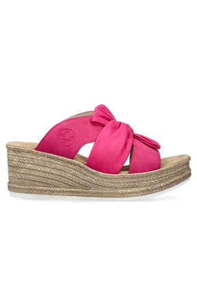 Rieker Bow Wedge Sandals in Pink