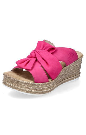 Rieker Bow Wedge Sandals in Pink