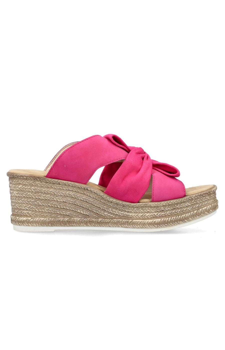 Rieker Bow Wedge Sandals in Pink