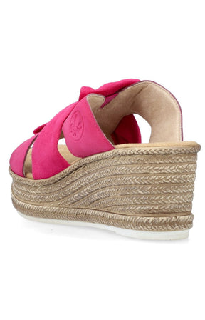 Rieker Bow Wedge Sandals in Pink