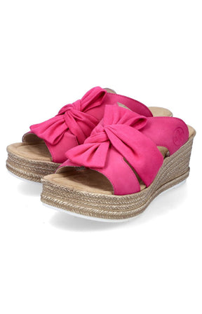 Rieker Bow Wedge Sandals in Pink