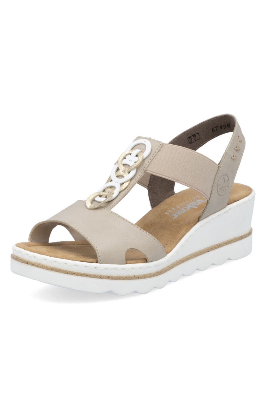 Rieker Circle Wedge Sandal in Beige