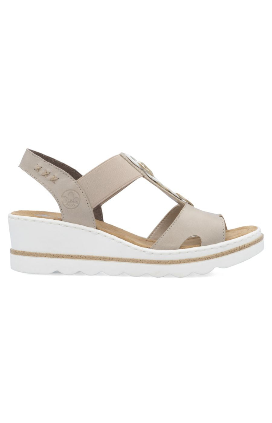 Rieker Circle Wedge Sandal in Beige