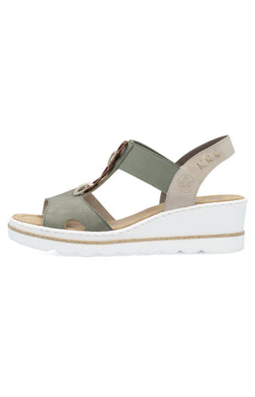 Rieker Circle Wedge Sandal in Khaki