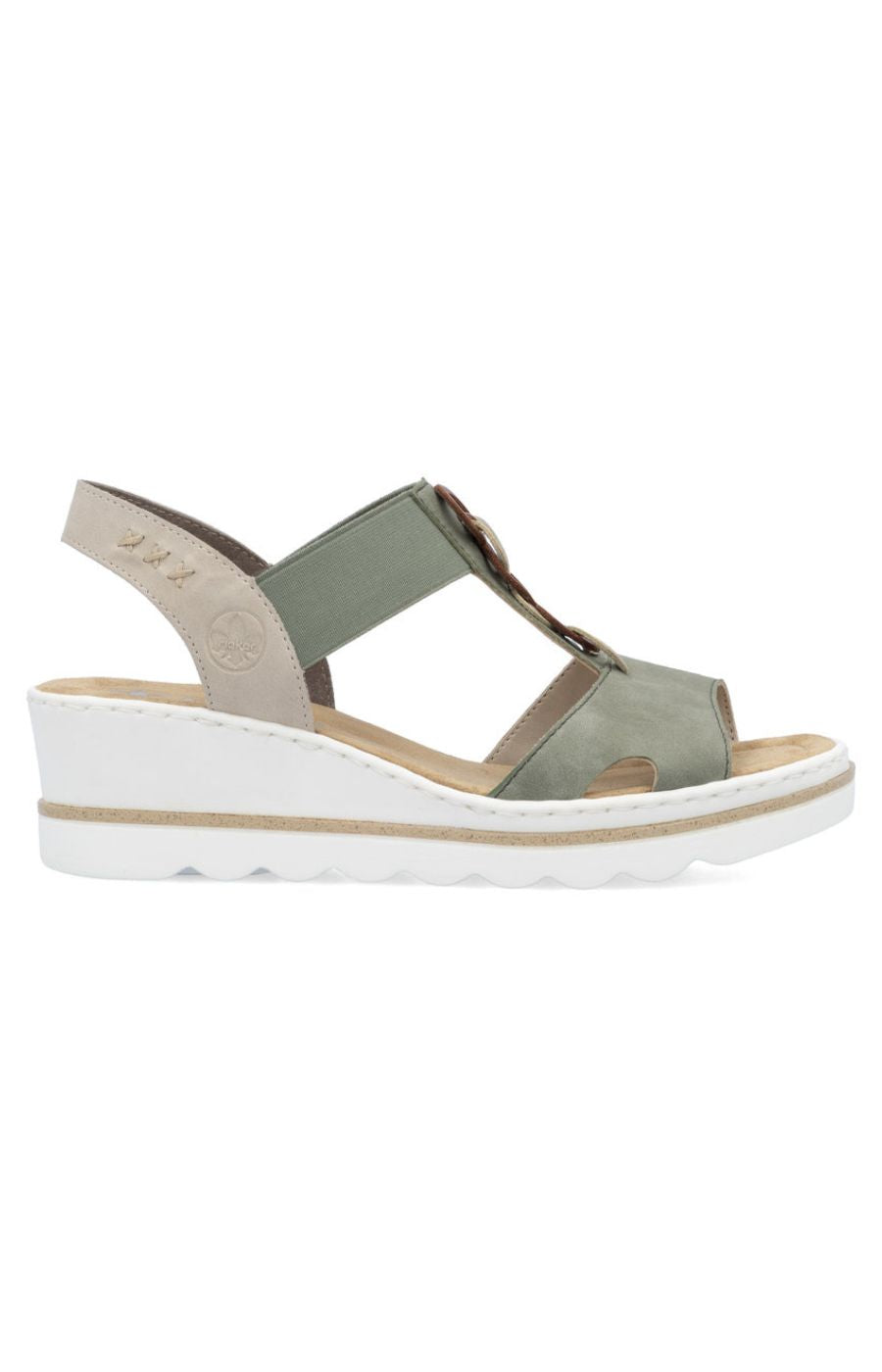 Rieker Circle Wedge Sandal in Khaki