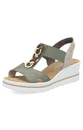 Rieker Circle Wedge Sandal in Khaki