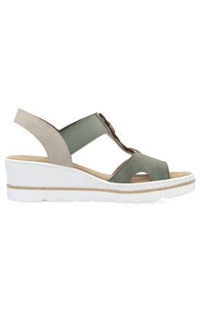 Rieker Circle Wedge Sandal in Khaki