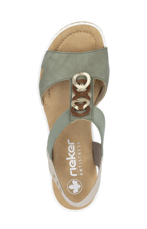 Rieker Circle Wedge Sandal in Khaki