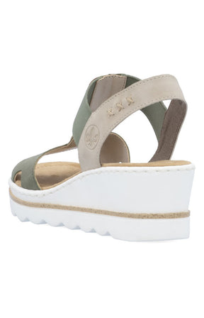 Rieker Circle Wedge Sandal in Khaki