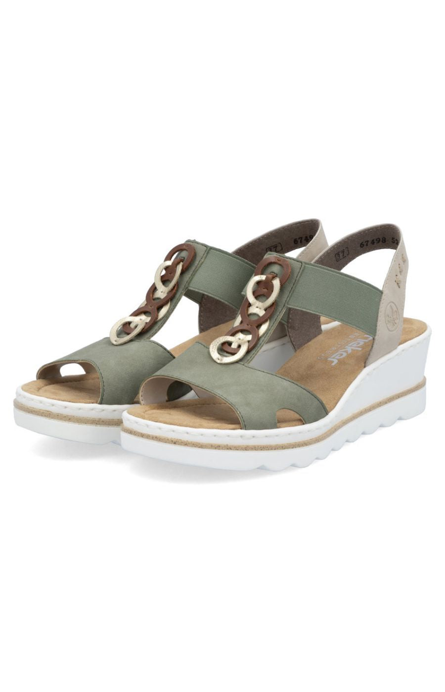 Rieker Circle Wedge Sandal in Khaki