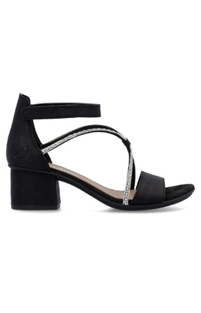 Rieker Heeled Sandal in Black