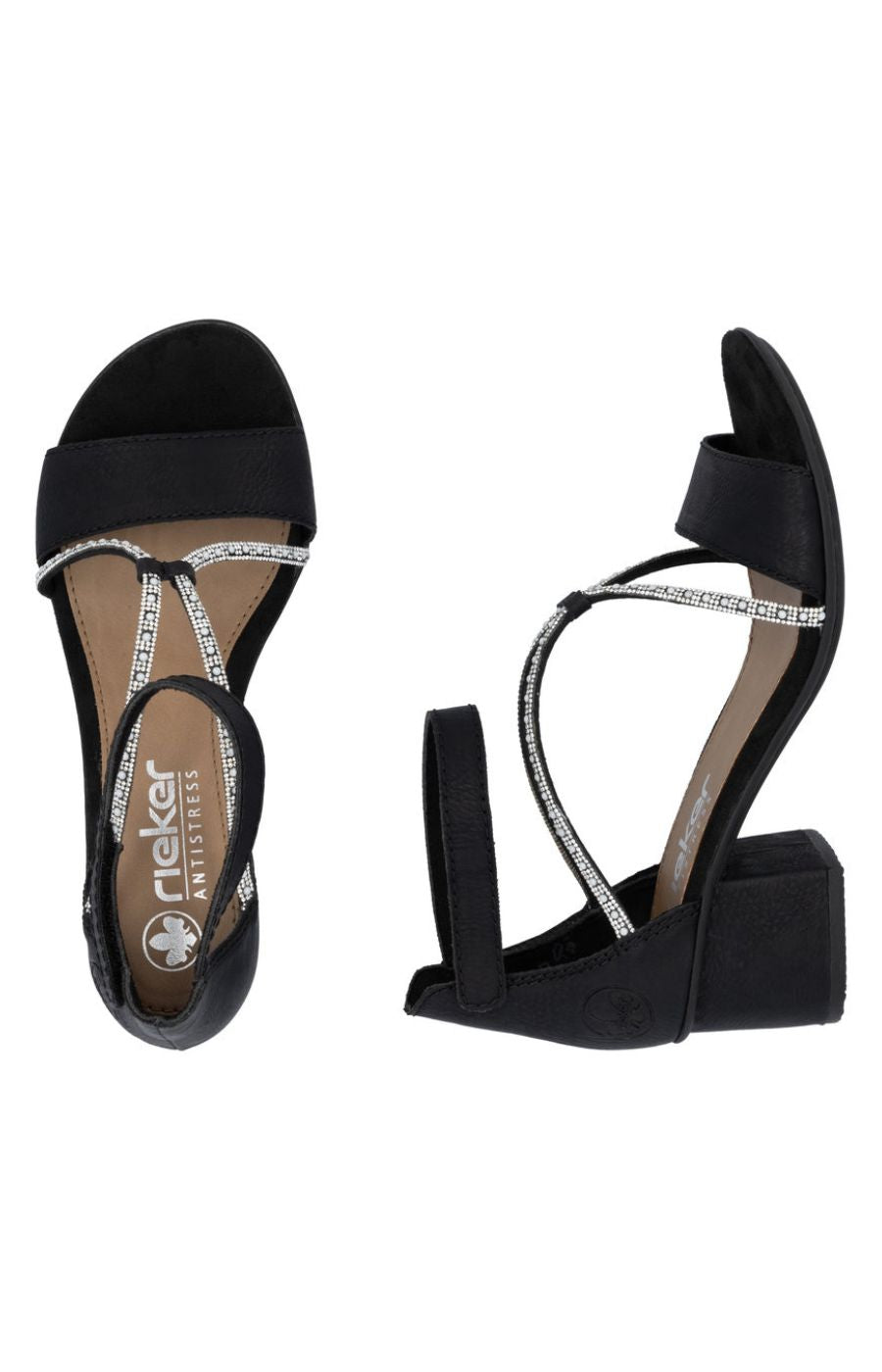 Rieker Heeled Sandal in Black