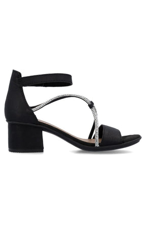 Rieker Heeled Sandal in Black